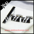 Black Silver Tie Clip Cuff Links in Boxes